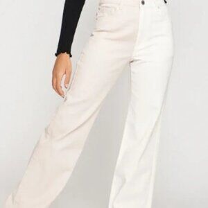 Garage Two Tone White Tan Jeans 00 High Rise Straight Leg 100% Cotton Neutral